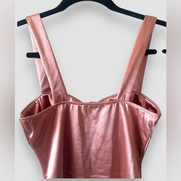 Lulus NWT Rusty Rose Pink Satin Bodysuit Your Time To Shine Women’s Size Small - Picture 4 of 7